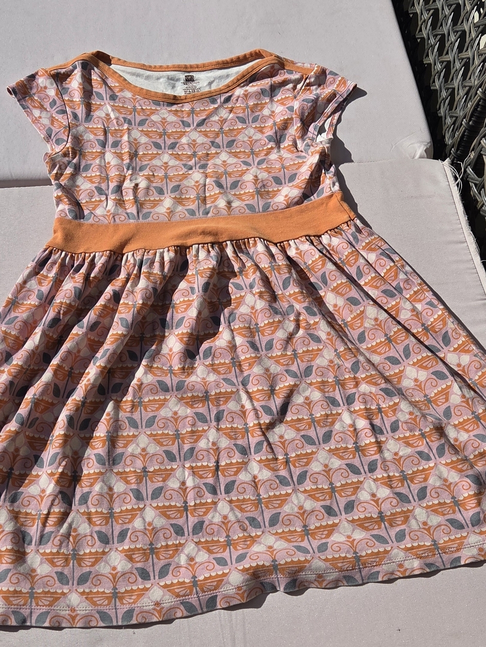 Tea Collection Orange Butterfly Art Deco Knit Playdress Size 10